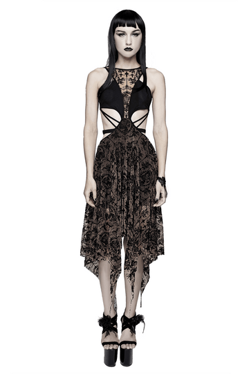 Sensuality Sleeveless Irregular Vintage Pattern Dress
